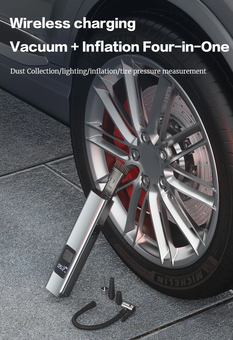 Car Tyre Inflator with Vacuum Cleaner | Multi-Function Car Air Compressor | Portable Car Tire Pump