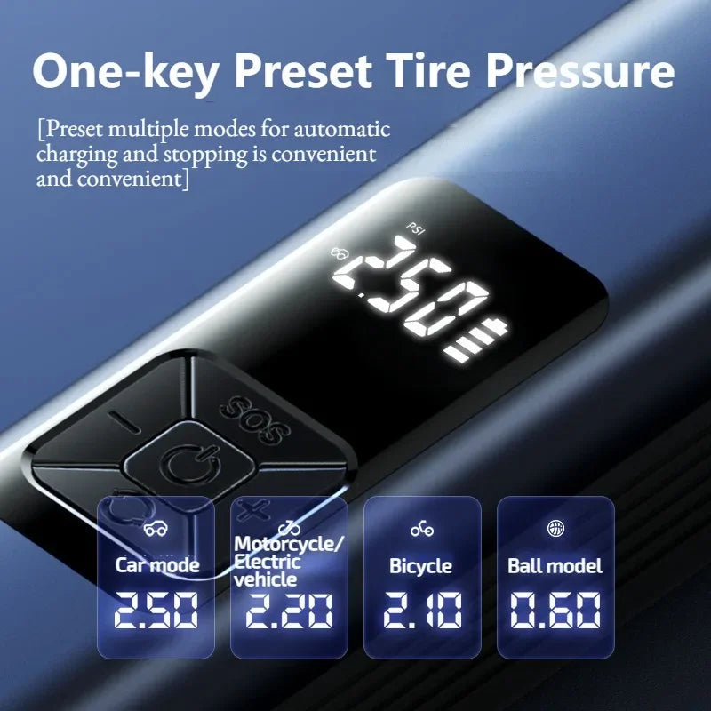Car Tyre Inflator with Vacuum Cleaner | Multi-Function Car Air Compressor | Portable Car Tire Pump