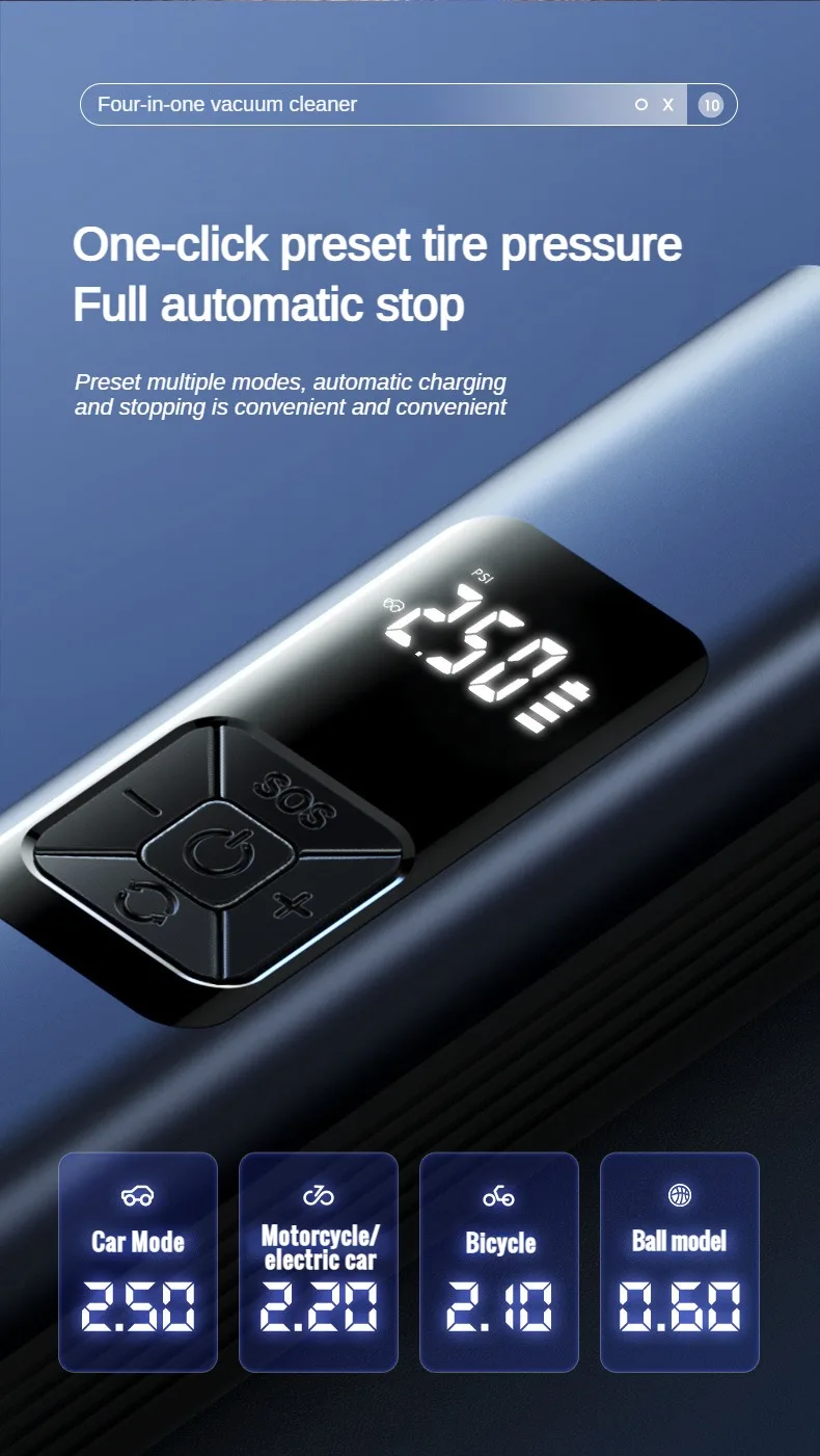 Car Tyre Inflator with Vacuum Cleaner | Multi-Function Car Air Compressor | Portable Car Tire Pump