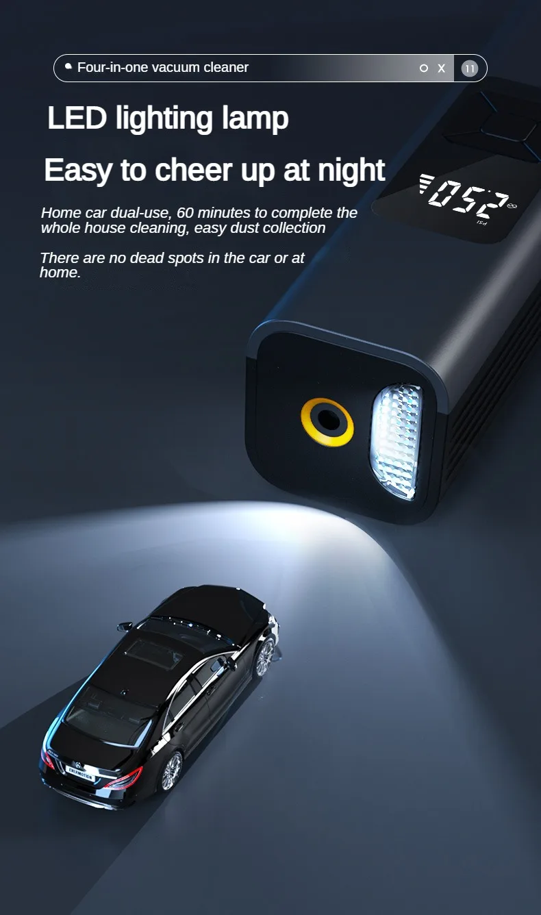 Car Tyre Inflator with Vacuum Cleaner | Multi-Function Car Air Compressor | Portable Car Tire Pump