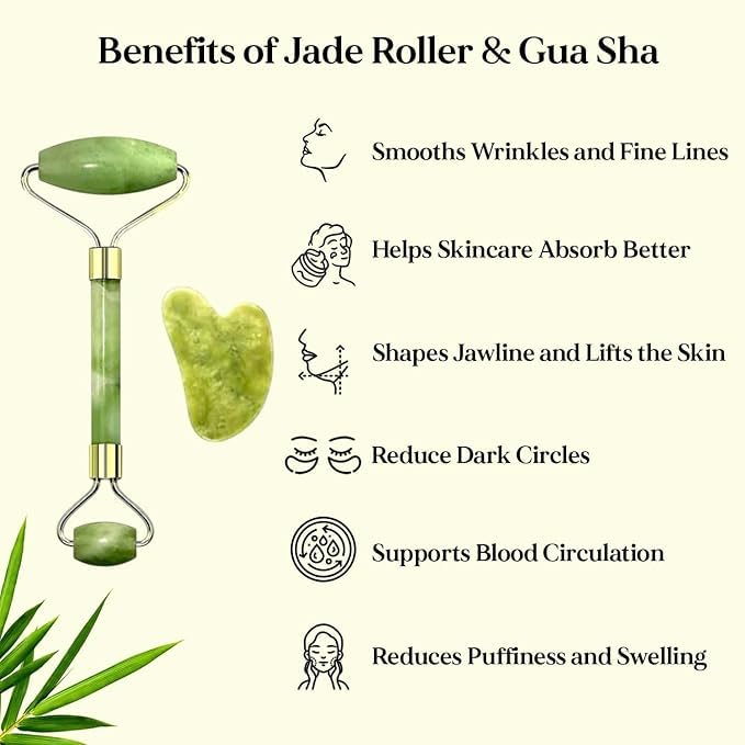 jade roller 2 marble flawless facial with stone and gua sha set