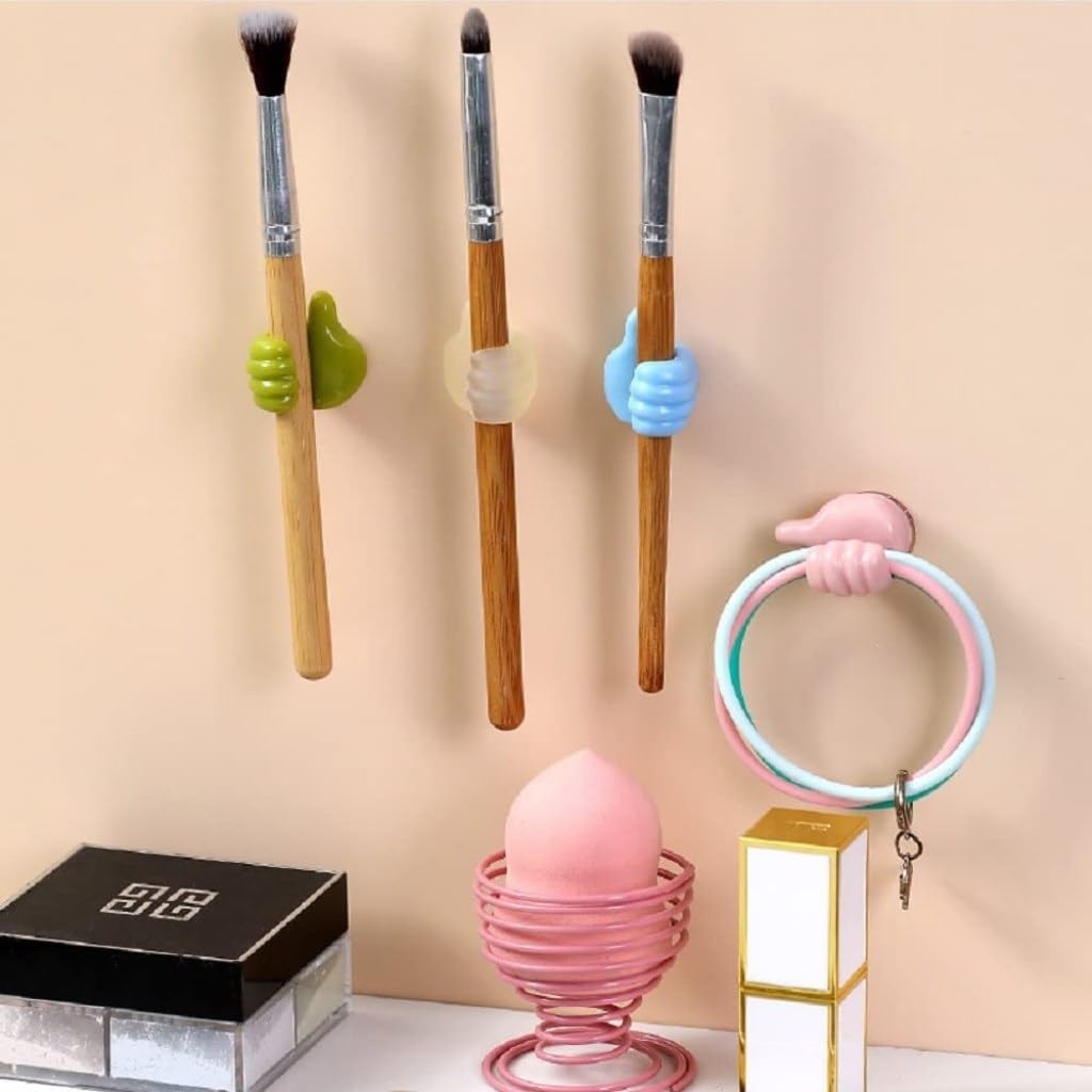 Self-Adhesive Silicone Thumb Wall Hooks for Hanging - Multi-Function Cable Clips, Key & Wire Organizers, No Punching Needed, Multi-Color Holder for Home, Office, Bedroom & Car