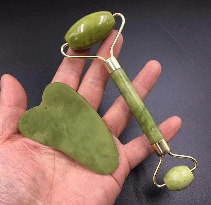 jade roller 2 marble flawless facial with stone and gua sha set