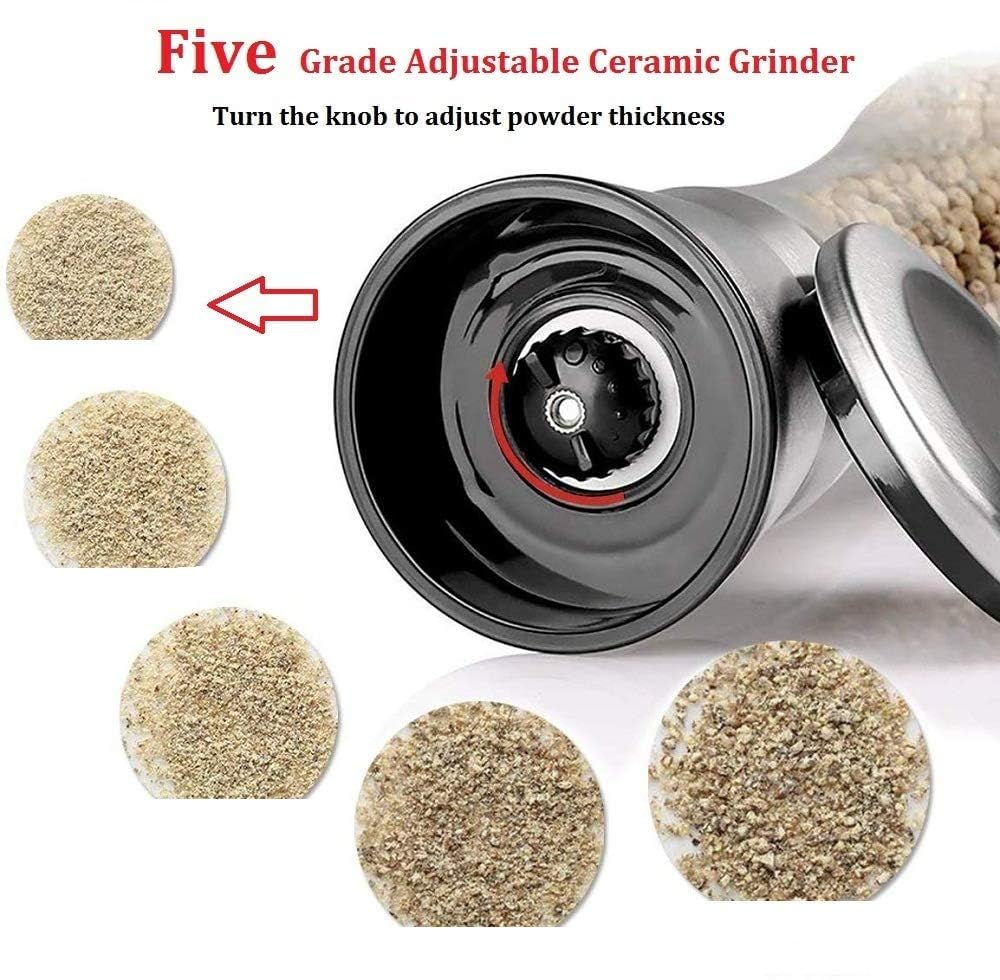 Hand Paper Grinder (Plastic) – Easy & Efficient! Yugefom Salt and Pepper Grinder Tall Size - Black, Manual, Glass Material - Adjustable Coarseness - Fits in Home,Kitchen,Barbecue