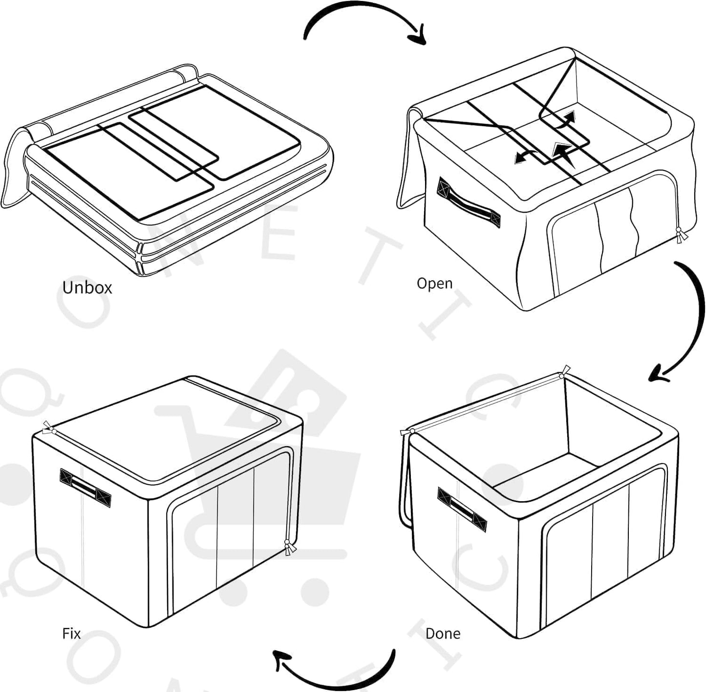 Foldable Box Steel Frame Collapsible Wardrobe Storage