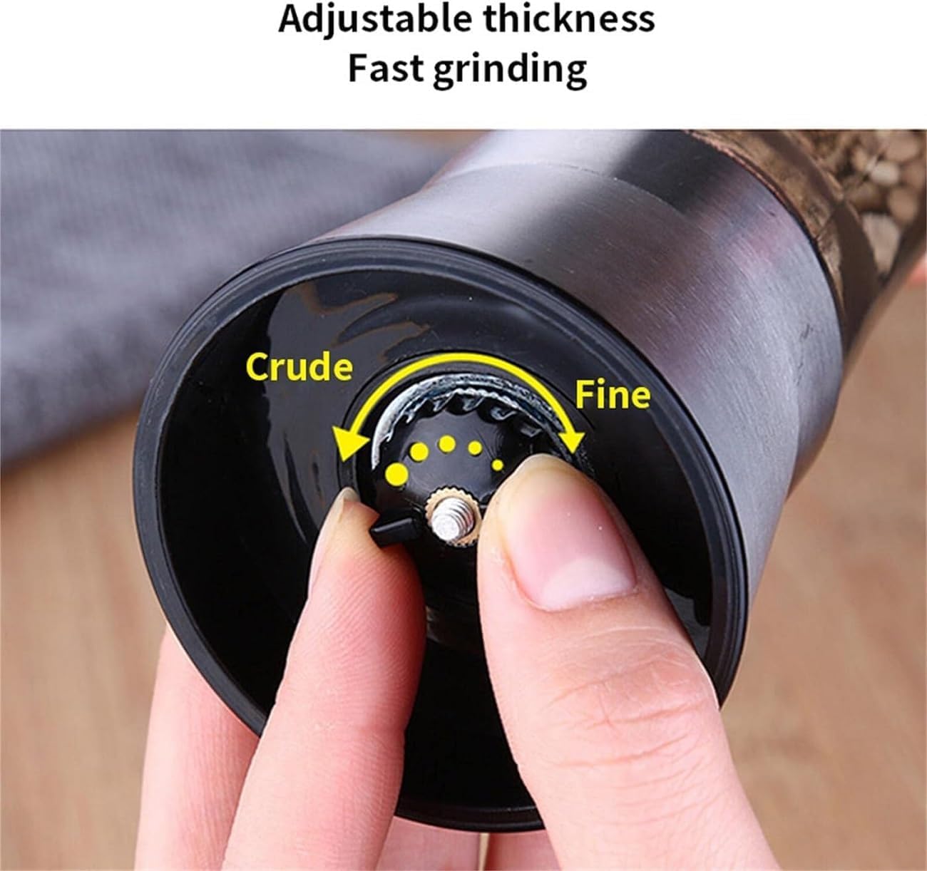 Hand Paper Grinder (Plastic) – Easy & Efficient! Yugefom Salt and Pepper Grinder Tall Size - Black, Manual, Glass Material - Adjustable Coarseness - Fits in Home,Kitchen,Barbecue