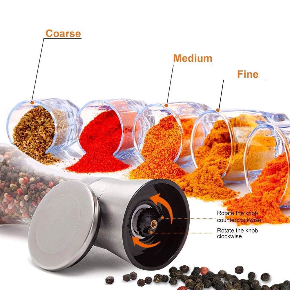 Hand Paper Grinder (Plastic) – Easy & Efficient! Yugefom Salt and Pepper Grinder Tall Size - Black, Manual, Glass Material - Adjustable Coarseness - Fits in Home,Kitchen,Barbecue
