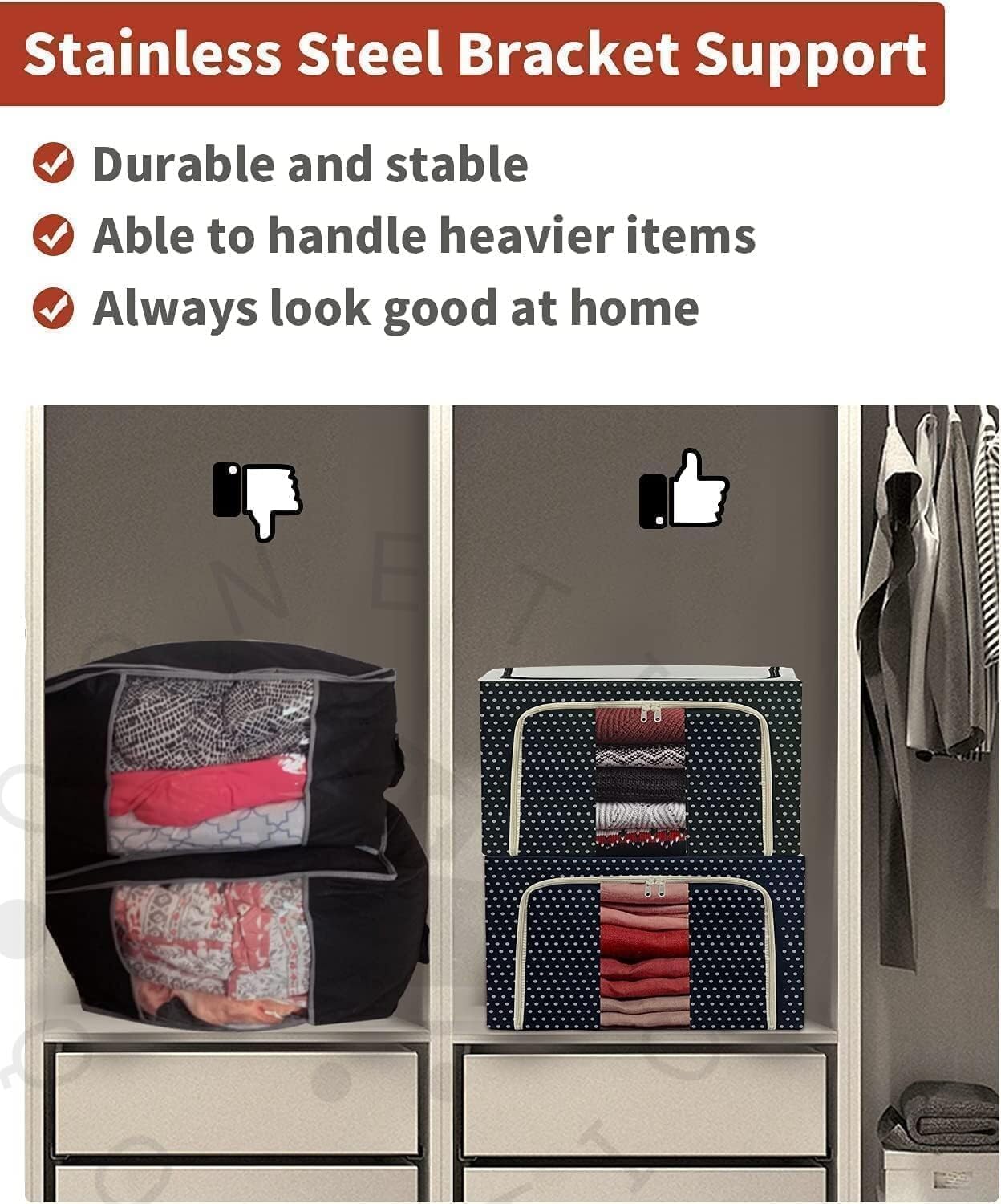 Foldable Box Steel Frame Collapsible Wardrobe Storage