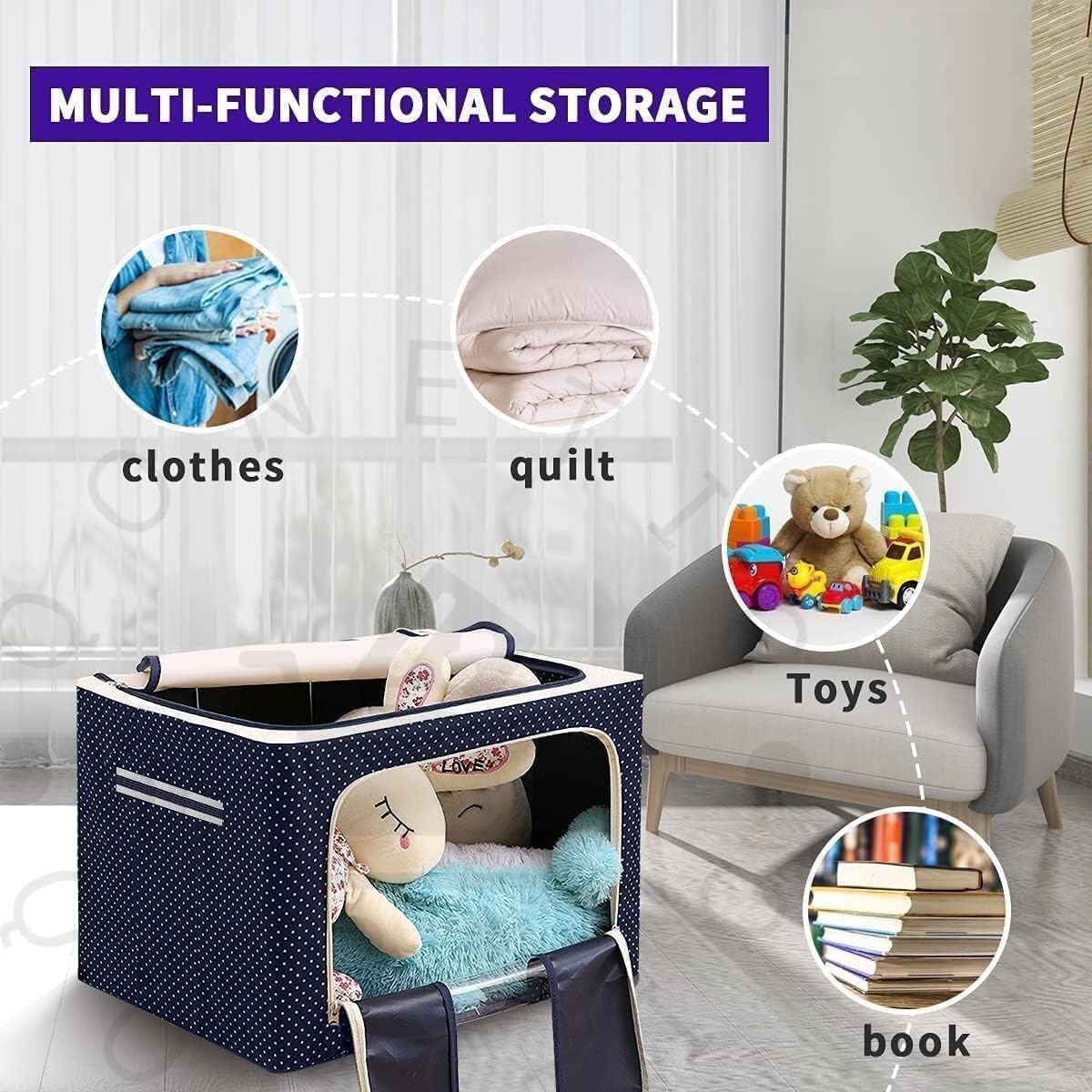 Foldable Box Steel Frame Collapsible Wardrobe Storage