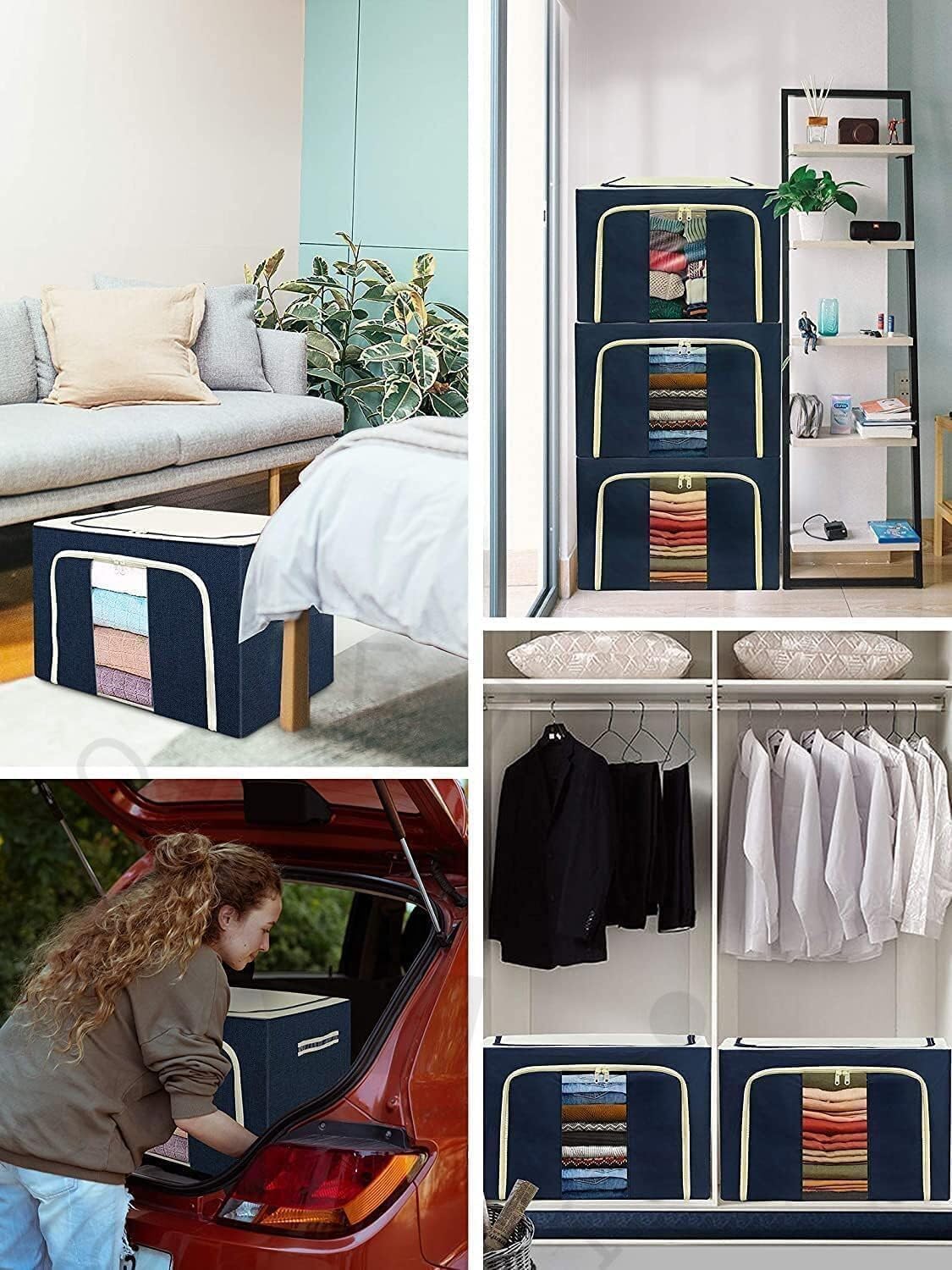 Foldable Box Steel Frame Collapsible Wardrobe Storage