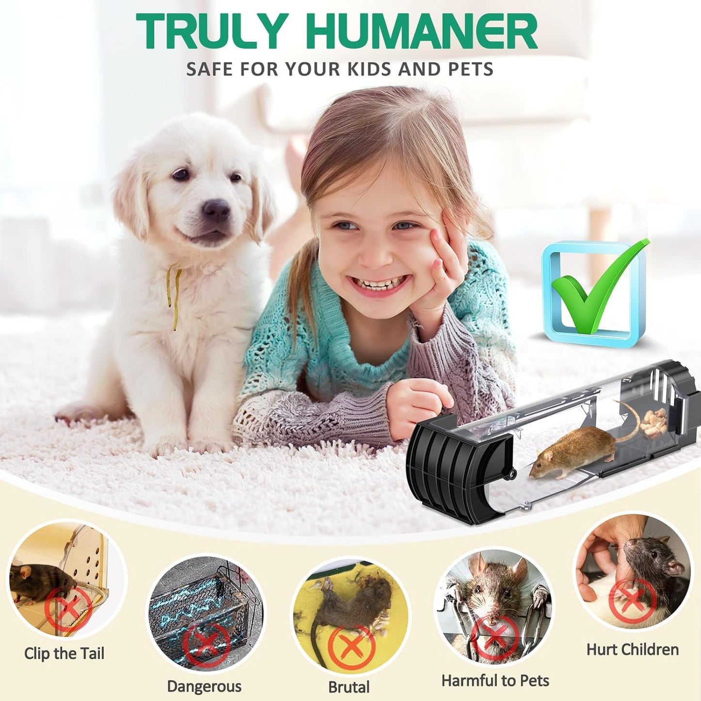 Mouse Traps Box | No-Kill Rat Trap | Humane Mice Catcher | Reusable Mouse Trap Cage | Safe for Pets & Kids