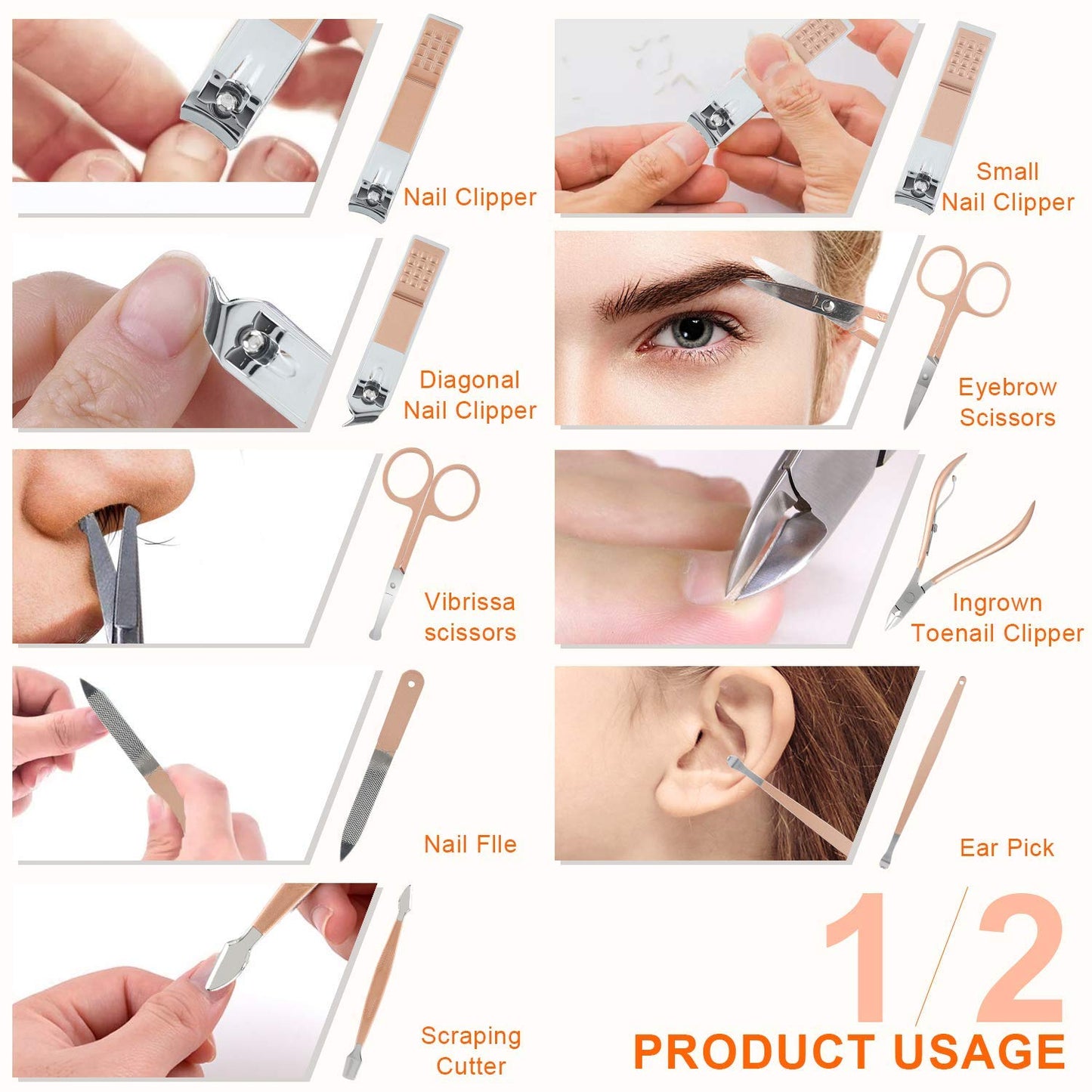 18-in-1 Multi-Tool Set | Rose Gold Tool Kit | Stainless Steel Tool Set | Compact Repair Tool Kit