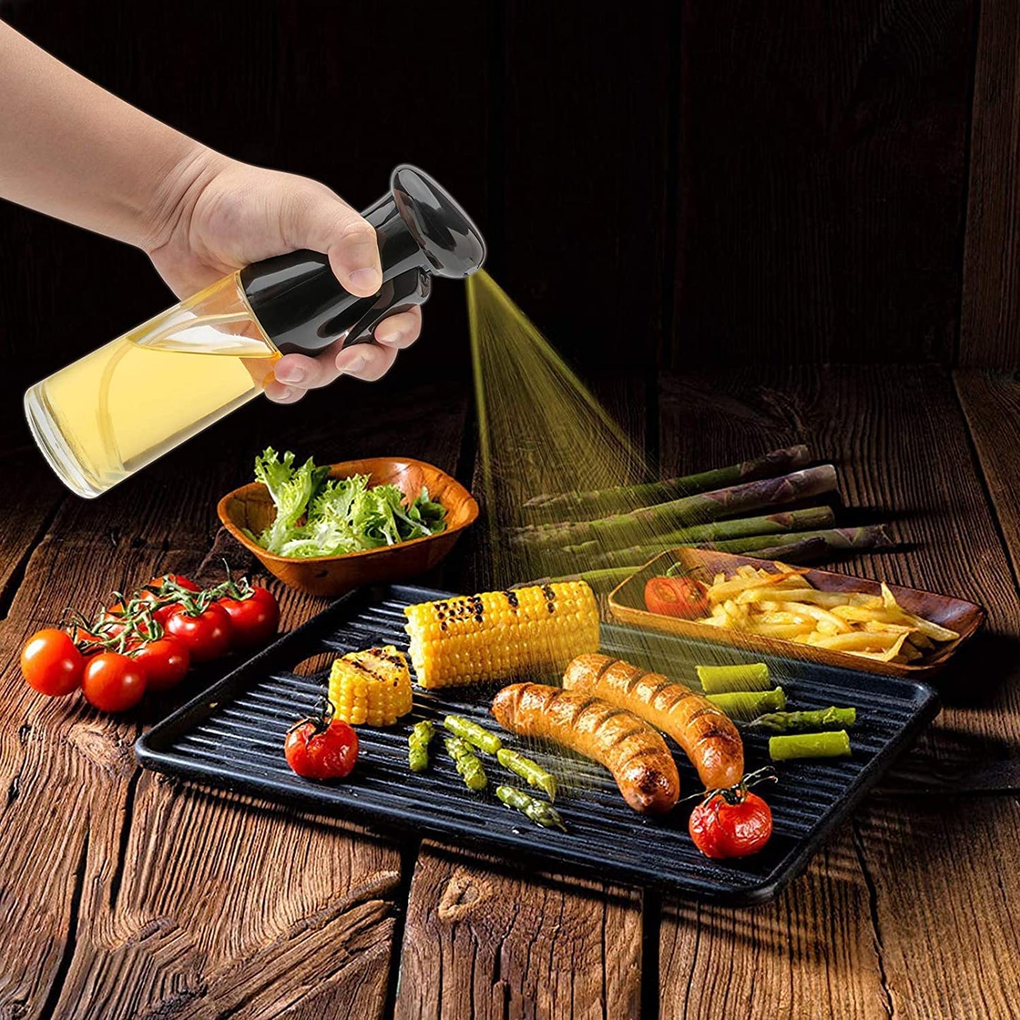 Oil Sprayer for Cooking | Glass Olive Oil Mister | Kitchen Oil Dispenser | Air Fryer Oil Spray Bottle