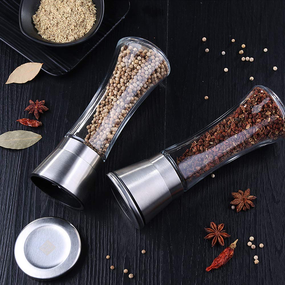 Hand Paper Grinder (Plastic) – Easy & Efficient! Yugefom Salt and Pepper Grinder Tall Size - Black, Manual, Glass Material - Adjustable Coarseness - Fits in Home,Kitchen,Barbecue