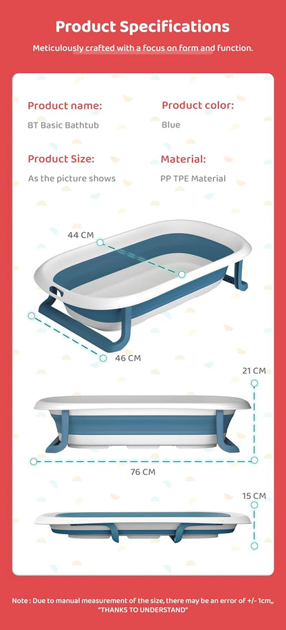 StarAndDaisy Bath Tub for Baby 0-3 Years/Foldable Bathtub for Kids with Space Saving, Newborn Baby Folding Bathing Tub Girls & Boys with Soap Tray, Easy to Store (BT-Blue)