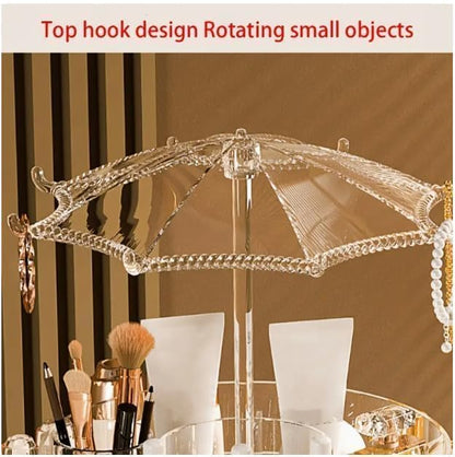 Umbrella Shaped Dust-proof Cover Transparent Rotating Cosmetic Storage