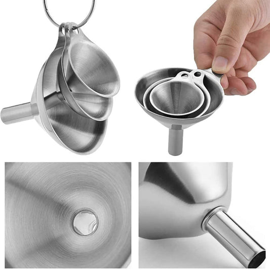 Steel Funnel 3Pcs With Brush Set