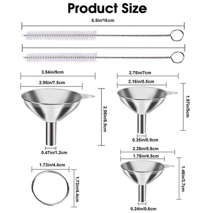 Steel Funnel 3Pcs With Brush Set