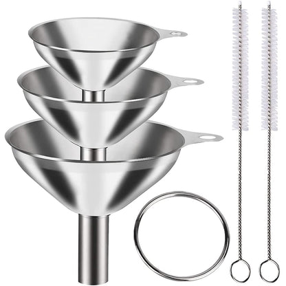 Steel Funnel 3Pcs With Brush Set