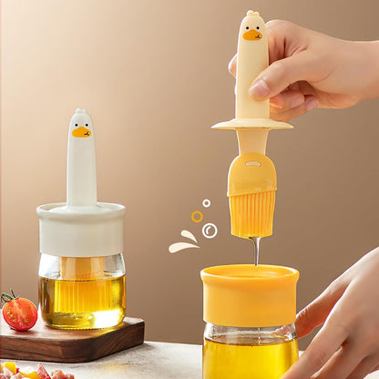 Oil Dispenser | Silicone Brush Oil Bottle | High-Temperature Resistant Oil Dispenser | Glass Oil Bottle | BBQ Oil Brush Bottle | Cooking Oil Dispenser