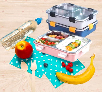 Stainless Steel 3 Compartments Lunch Box