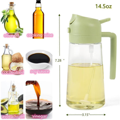 Oil Sprayer | 2-in-1 Olive Oil Dispenser & Sprayer | Dual-Use Oil Vinegar Bottle | Kitchen Oil Pot | Glass Oil Sprayer Bottle | Cooking Oil Spray Dispenser