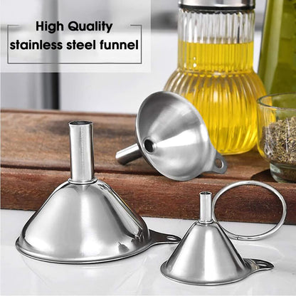 Steel Funnel 3Pcs With Brush Set