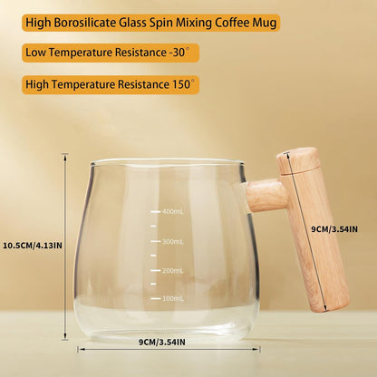 Self Stirring Mixing Cup Glass Mug 500ml