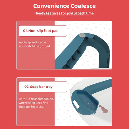 StarAndDaisy Bath Tub for Baby 0-3 Years/Foldable Bathtub for Kids with Space Saving, Newborn Baby Folding Bathing Tub Girls & Boys with Soap Tray, Easy to Store (BT-Blue)