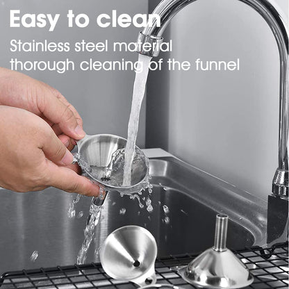 Steel Funnel 3Pcs With Brush Set