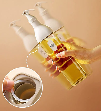 Yugefom Oil and Vinegar Dispenser, Modern Olive Oil Dispenser, Wide Opening for Easy Refill and Cleaning, Clear Glass Oil Bottle, Pouring Spouts, (SHAPE 1, GREY)