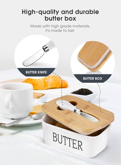 Ceramic Butter Box | Butter Keeper | Elegant Butter Dish | Butter Storage Container