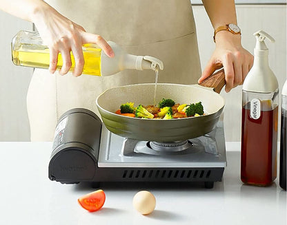 Yugefom Oil and Vinegar Dispenser, Modern Olive Oil Dispenser, Wide Opening for Easy Refill and Cleaning, Clear Glass Oil Bottle, Pouring Spouts, (SHAPE 1, GREY)