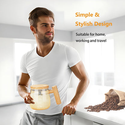 Self Stirring Mixing Cup Glass Mug 500ml