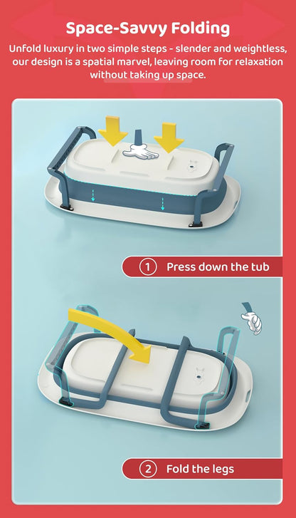 StarAndDaisy Bath Tub for Baby 0-3 Years/Foldable Bathtub for Kids with Space Saving, Newborn Baby Folding Bathing Tub Girls & Boys with Soap Tray, Easy to Store (BT-Blue)