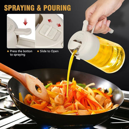 Oil Sprayer | 2-in-1 Olive Oil Dispenser & Sprayer | Dual-Use Oil Vinegar Bottle | Kitchen Oil Pot | Glass Oil Sprayer Bottle | Cooking Oil Spray Dispenser