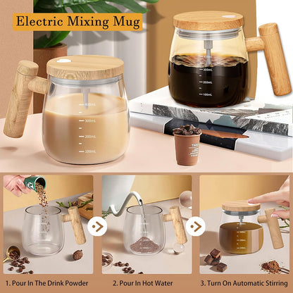 Self Stirring Mixing Cup Glass Mug 500ml