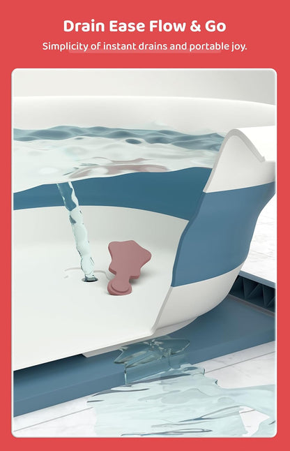 StarAndDaisy Bath Tub for Baby 0-3 Years/Foldable Bathtub for Kids with Space Saving, Newborn Baby Folding Bathing Tub Girls & Boys with Soap Tray, Easy to Store (BT-Blue)