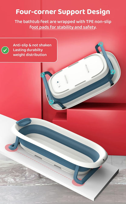 StarAndDaisy Bath Tub for Baby 0-3 Years/Foldable Bathtub for Kids with Space Saving, Newborn Baby Folding Bathing Tub Girls & Boys with Soap Tray, Easy to Store (BT-Blue)