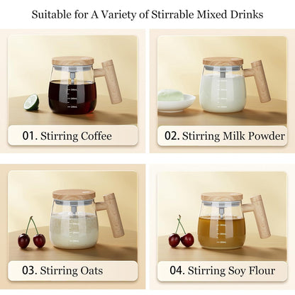 Self Stirring Mixing Cup Glass Mug 500ml