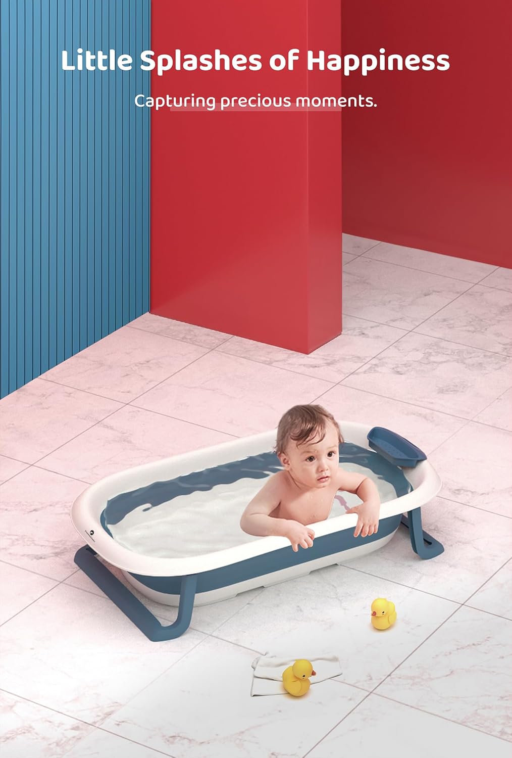 StarAndDaisy Bath Tub for Baby 0-3 Years/Foldable Bathtub for Kids with Space Saving, Newborn Baby Folding Bathing Tub Girls & Boys with Soap Tray, Easy to Store (BT-Blue)