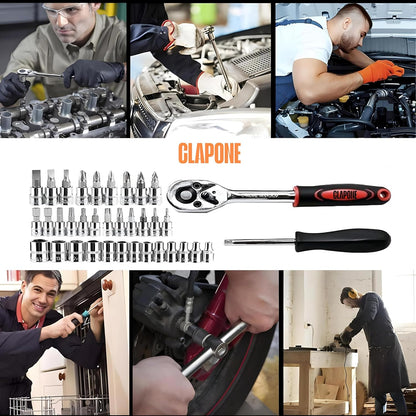 Tool Kit 46 Pcs Household | 1/4 Drive Socket Screwdriver Wrench Set for Bike, Car Repairs & More Spanner & Socket Set All Size Tool Kit Goti Pana Perfect for DIY Enthusiasts, Black