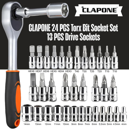 Tool Kit 46 Pcs Household | 1/4 Drive Socket Screwdriver Wrench Set for Bike, Car Repairs & More Spanner & Socket Set All Size Tool Kit Goti Pana Perfect for DIY Enthusiasts, Black