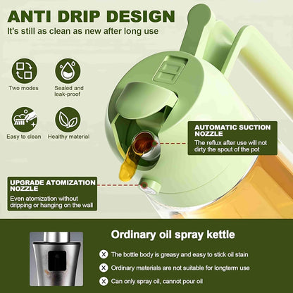 Oil Sprayer | 2-in-1 Olive Oil Dispenser & Sprayer | Dual-Use Oil Vinegar Bottle | Kitchen Oil Pot | Glass Oil Sprayer Bottle | Cooking Oil Spray Dispenser
