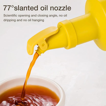 Yugefom Oil and Vinegar Dispenser, Modern Olive Oil Dispenser, Wide Opening for Easy Refill and Cleaning, Clear Glass Oil Bottle, Pouring Spouts, (SHAPE 1, GREY)